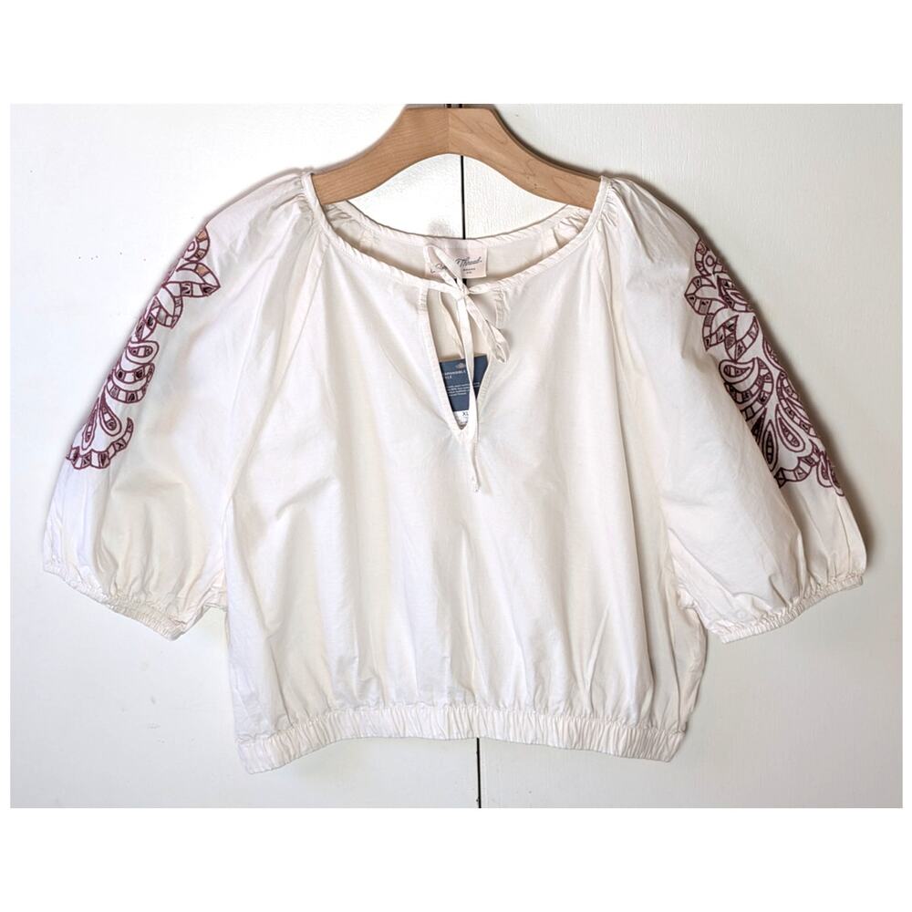 Universal Thread Red Embroidered Cream Blouse XL